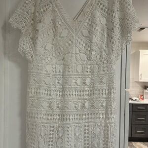 Soieblu White Asymmetrical Lace Dress